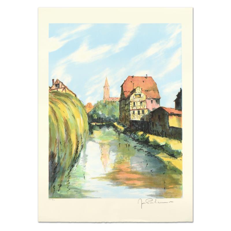 Laurant, "Village Breton" Limited Edition Lithograph, Numbered and Hand Signed.