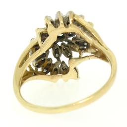 14k Yellow Gold .50 ctw Round Brilliant Diamond Spiral Cluster Ring w/ Open Side