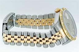 Rolex Mens 2T Datejust Champagne Linen Index Dial With Diamond Bezel