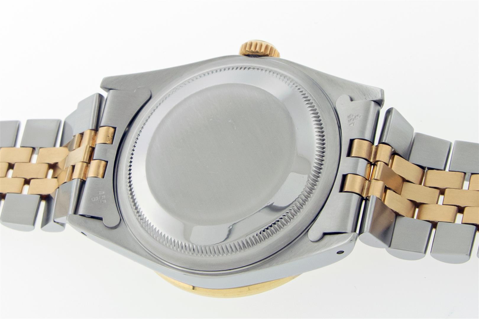 Rolex Mens 2T Datejust Champagne Linen Index Dial With Diamond Bezel