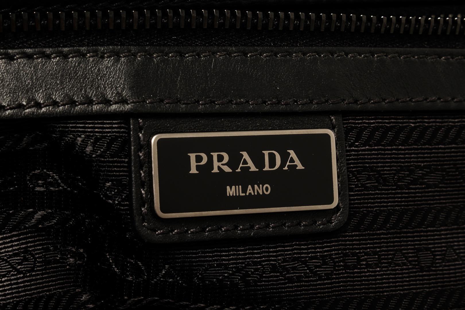 Prada Black Tessuto Double Buckle Flap Bag