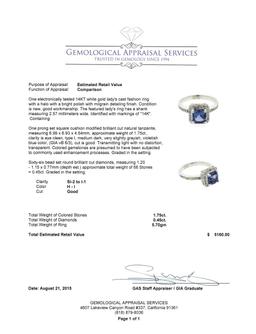 1.75 ctw Tanzanite and Diamond Ring - 14KT White Gold