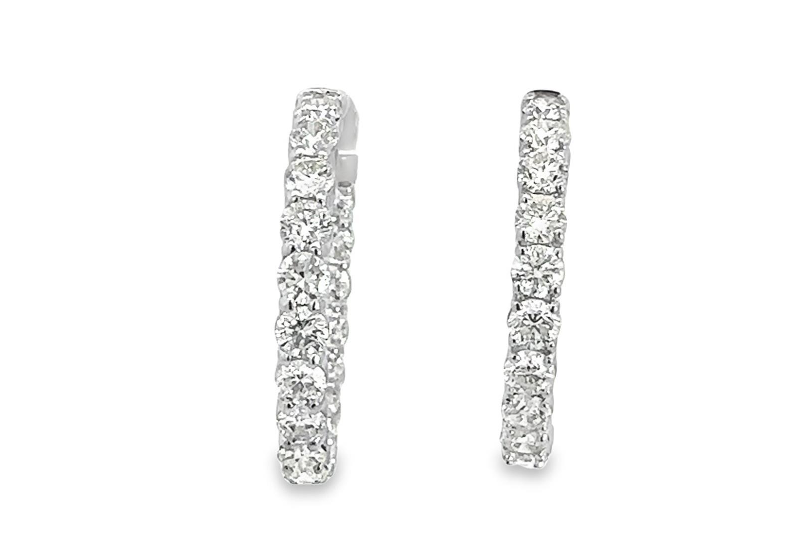 6.30 ctw Diamond Hoop Earrings - 14KT White Gold