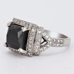 5.59 ctw Black Diamond Platinum Ring (6.28 ctw Diamonds)