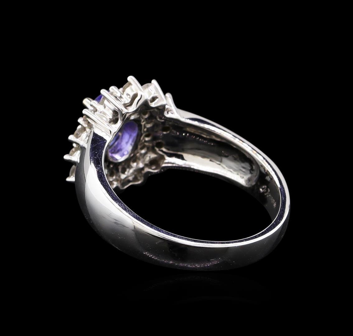 14KT White Gold 0.83 ctw Tanzanite and Diamond Ring