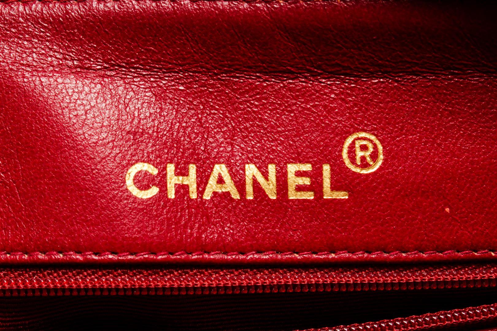 Chanel Red Lambskin CC Front Pocket Shoulder Bag