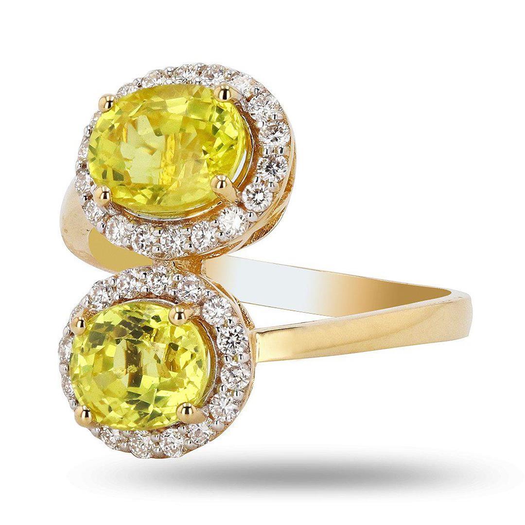 3.99 ctw Yellow Sapphire and 0.40 ctw Diamond 18K Yellow Gold Ring