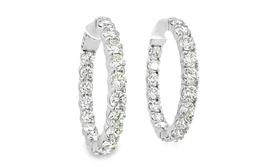 6.30 ctw Diamond Hoop Earrings - 14KT White Gold