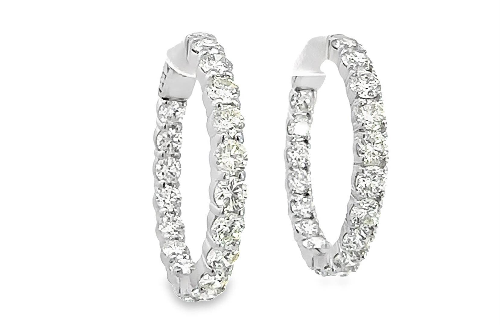 6.30 ctw Diamond Hoop Earrings - 14KT White Gold