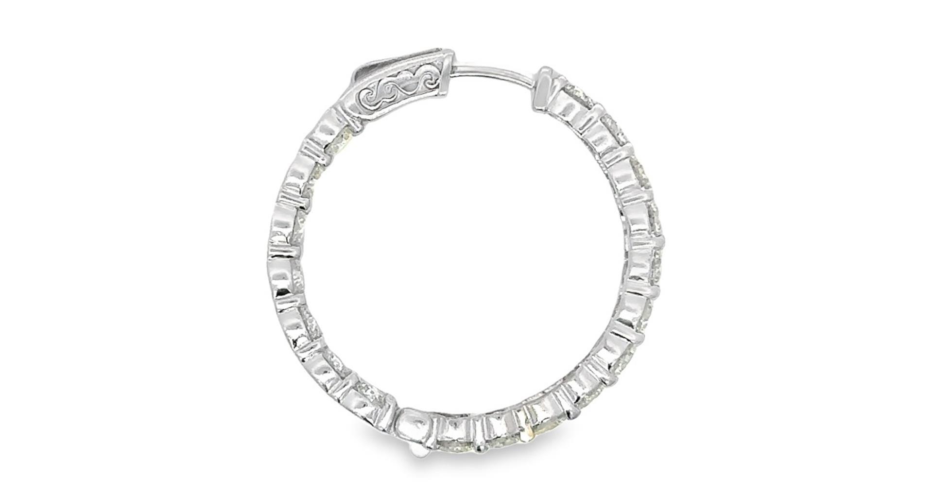 6.30 ctw Diamond Hoop Earrings - 14KT White Gold