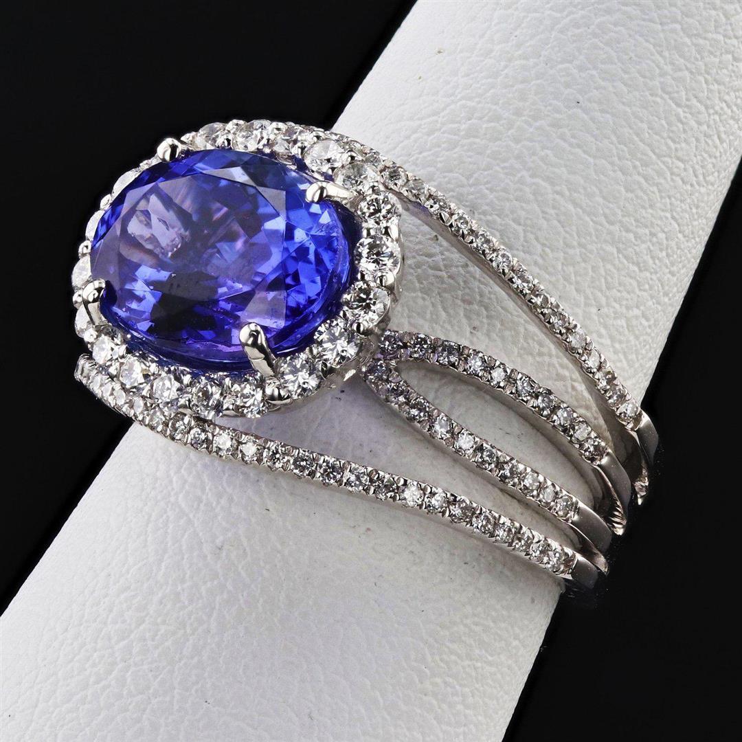 4.26 ctw Tanzanite and 0.84 ctw Diamond Platinum Ring