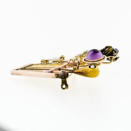 Antique Victorian Custom 14k Gold 11 Stick Pin Gemstone Pearl Tiara Crown Brooch