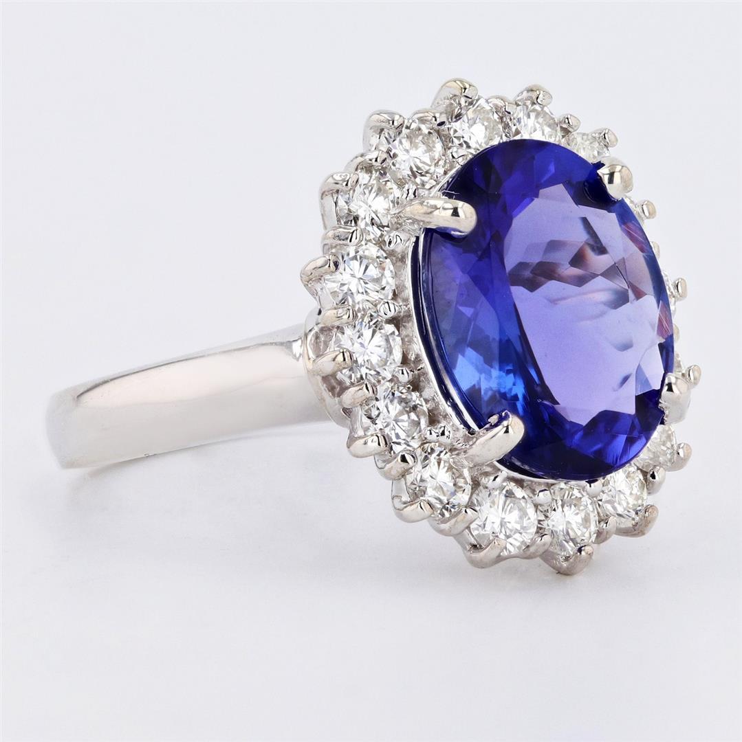 4.18 ctw Tanzanite and 1.03 ctw Diamond 14K White Gold Ring