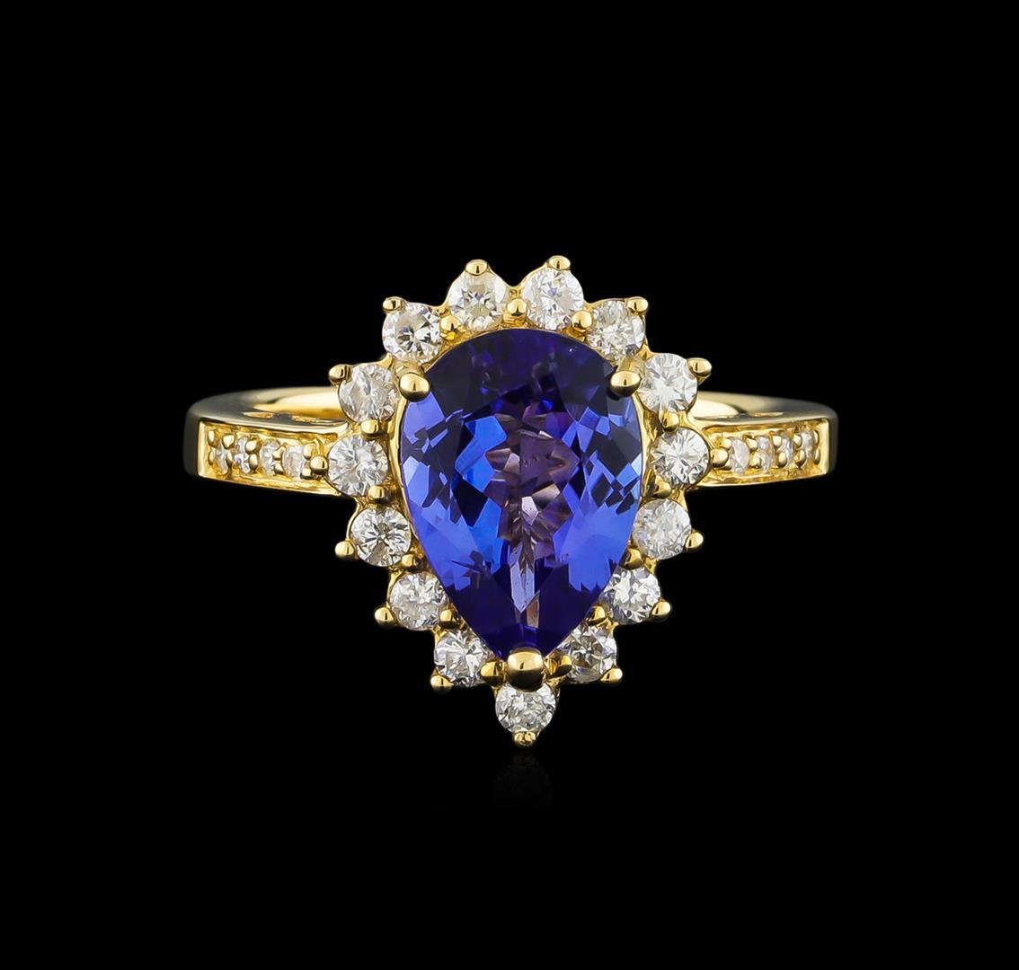 14KT Yellow Gold 2.86 ctw Tanzanite and Diamond Ring