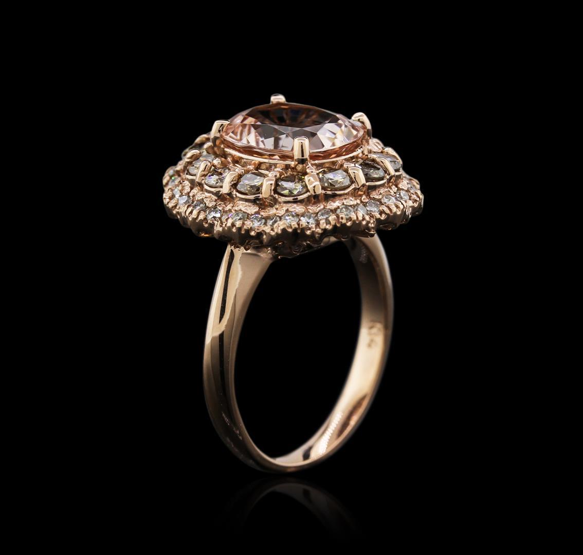 14KT Rose Gold 3.13 ctw Morganite and Diamond Ring