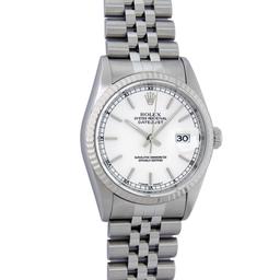 Rolex Mens Quickset Stainless Steel Sapphire Crystal White Index Datejust Wristw