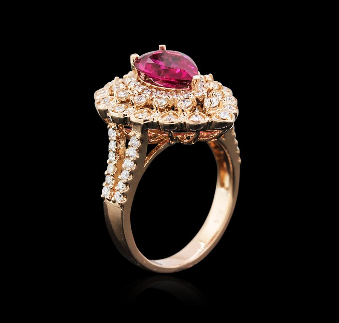 1.48 ctw Rubellite and Diamond Ring - 14KT Rose Gold