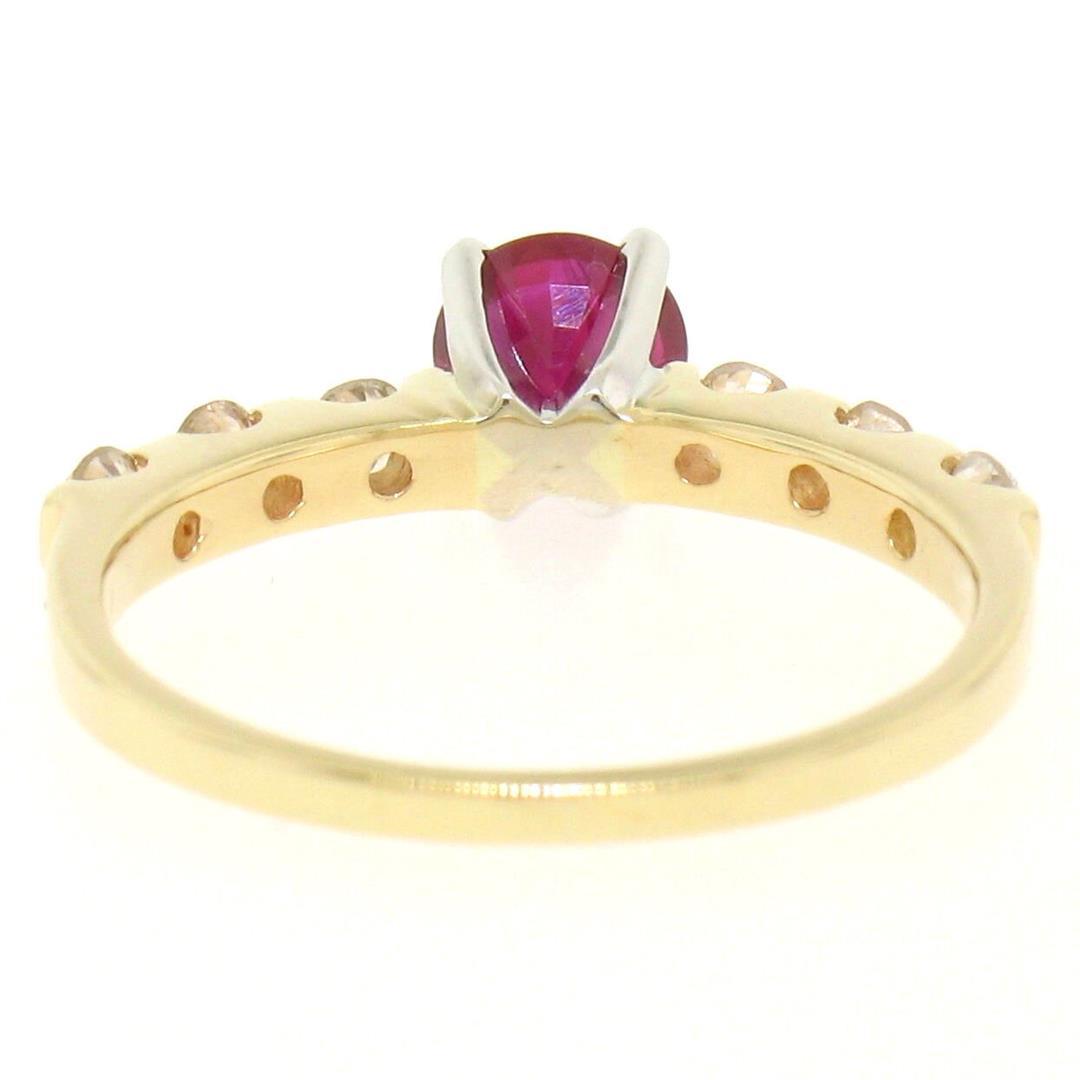 14k Yellow & White Gold 0.95 ctw Round Ruby Solitaire & Diamond Engagement Ring