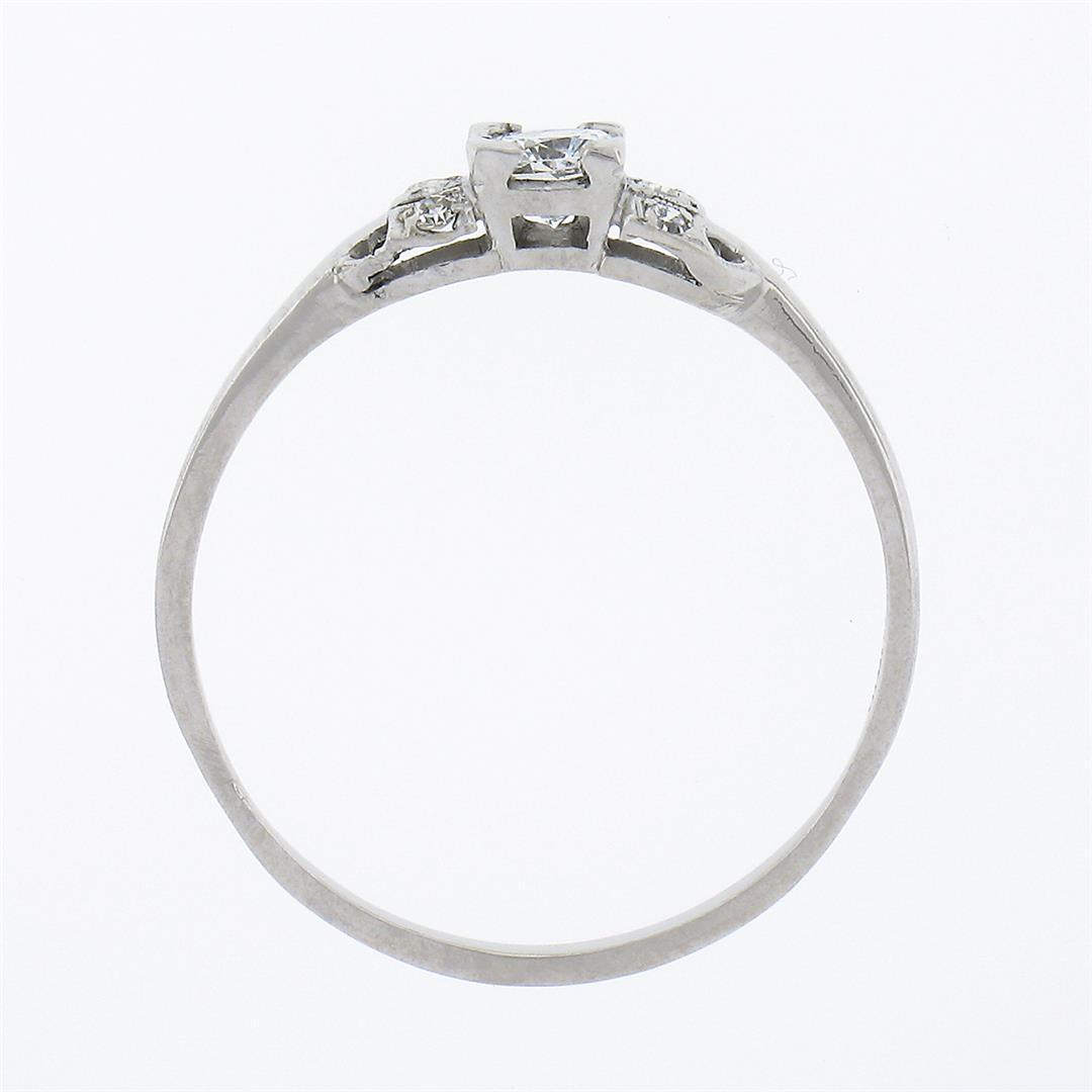 Antique Art Deco Platinum 0.32 ctw Cushiony Round Diamond Solitaire Petite Ring