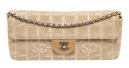 Chanel Tan Quilted Nylon New Travel Line Flap Shoulder Bag