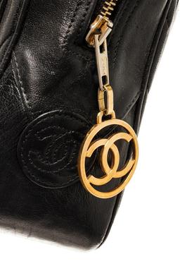 Chanel Black Lambskin Chevron Camera Bag