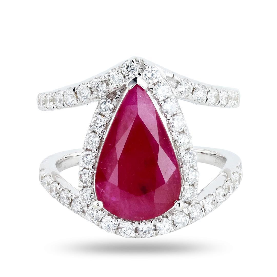 3.36 ctw Ruby and 0.85 ctw Diamond 18K White Gold Ring