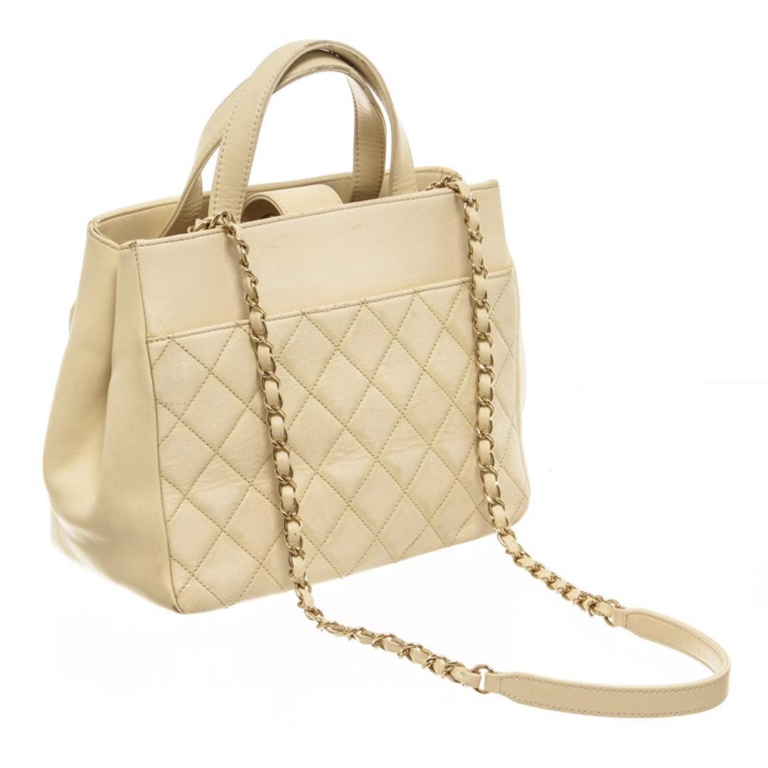 Chanel Beige Leather Business Affinity Shoulder Bag