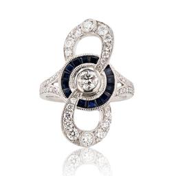 0.31 ctw Diamond and 0.88 ctw Blue Sapphire Platinum Ring (2.07 ctw Diamonds)