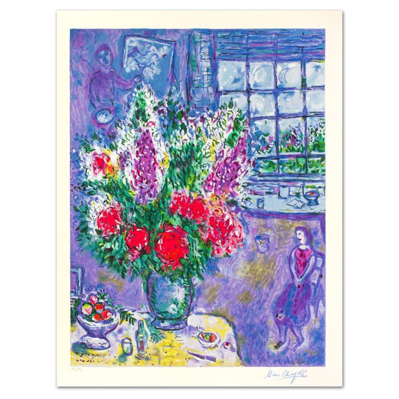 Autoportrait Avec Bouquet by Chagall (1887-1985)