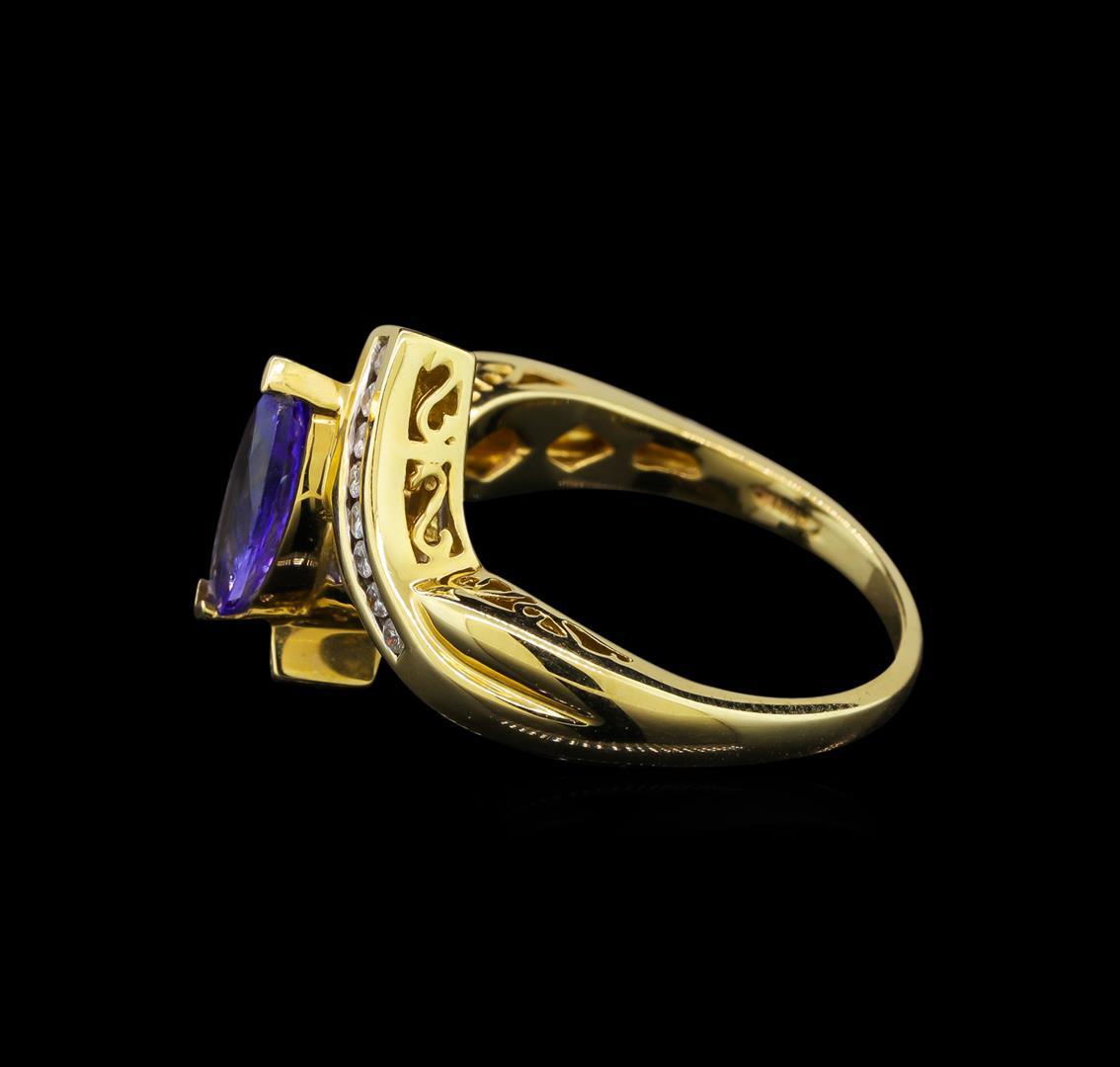 14KT Yellow Gold 0.99 ctw Tanzanite and Diamond Ring