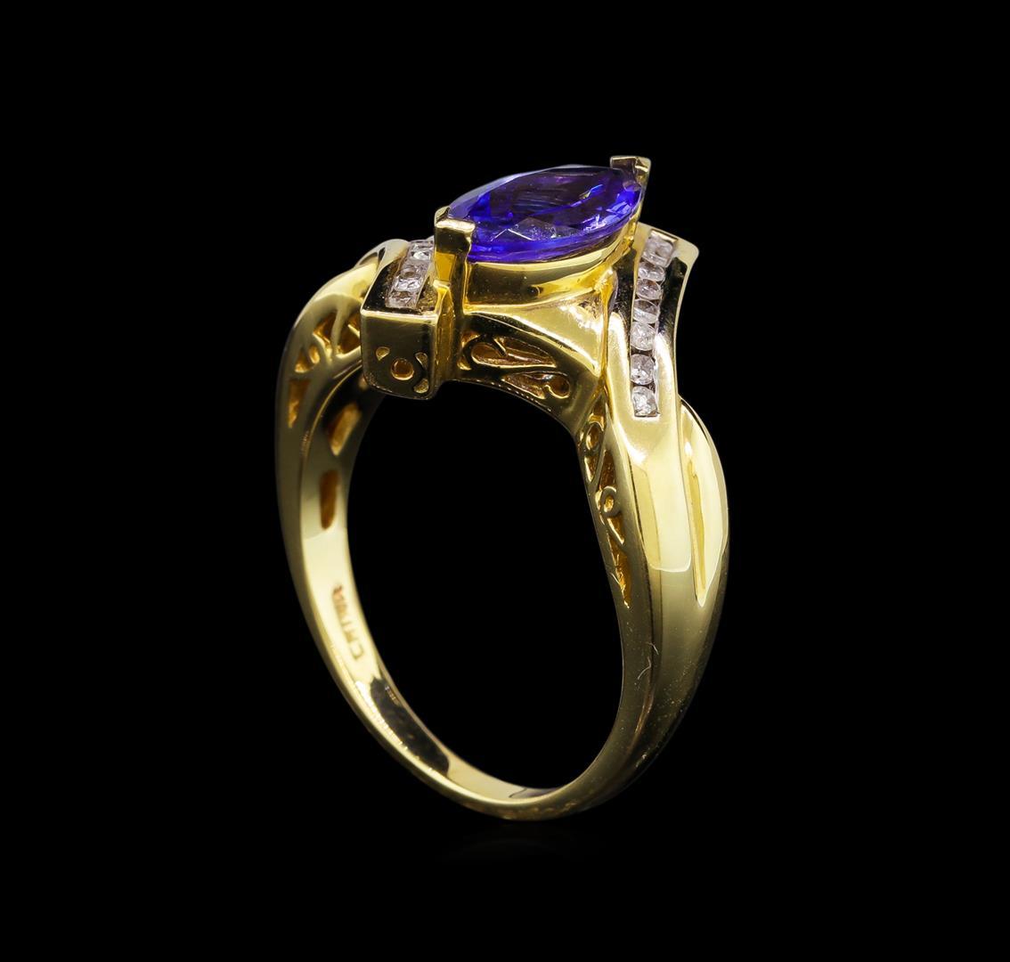 14KT Yellow Gold 0.99 ctw Tanzanite and Diamond Ring