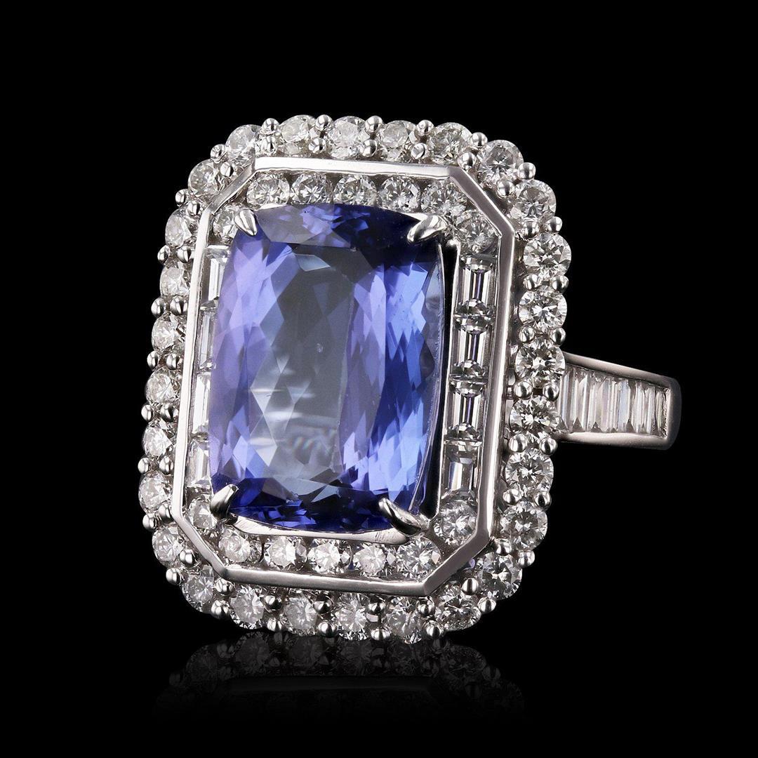 6.58 ctw Tanzanite and 2.24 ctw Diamond 18K White Gold Ring (GIA CERTIFIED)