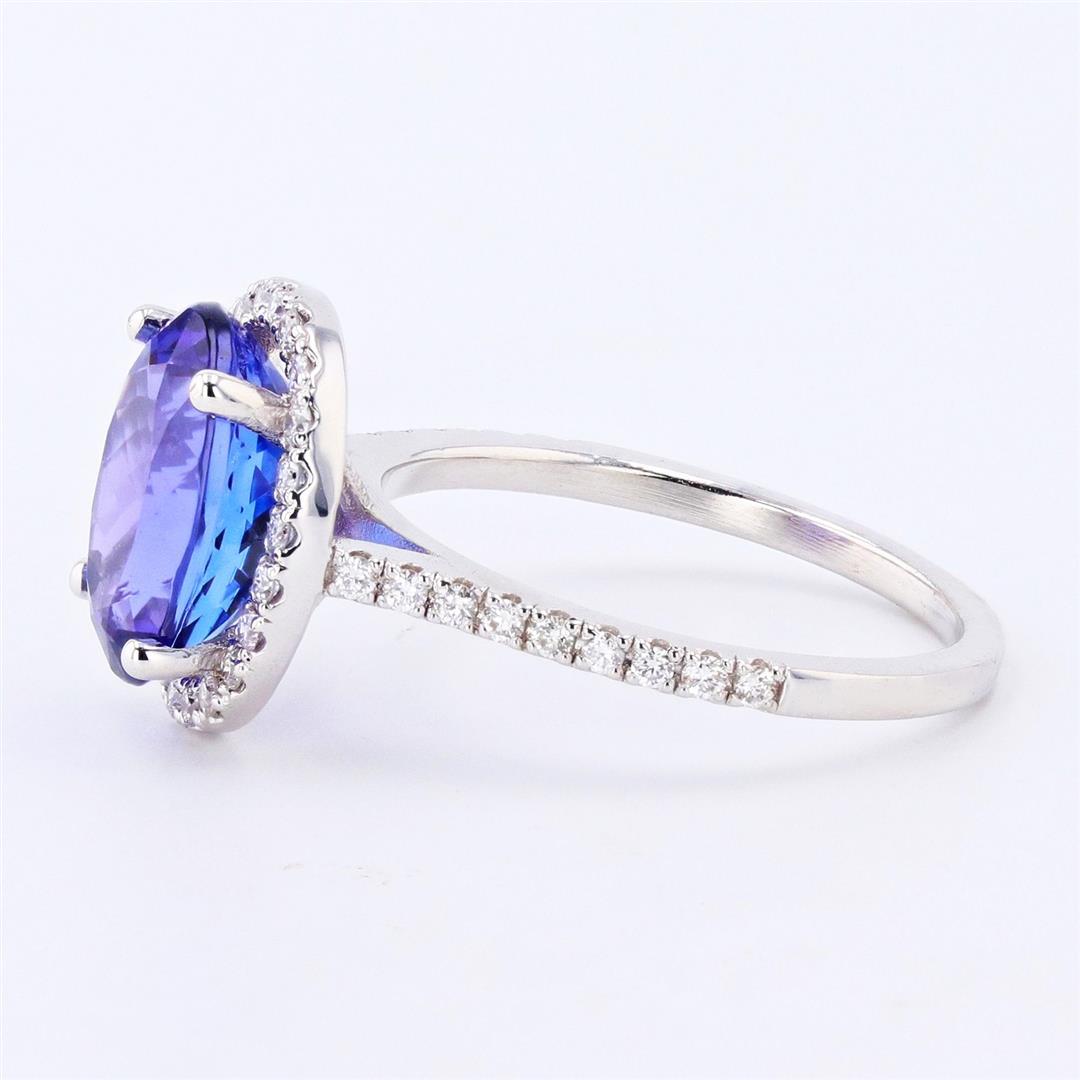 4.68 ctw Tanzanite and 0.42 ctw Diamond 14K White Gold Ring