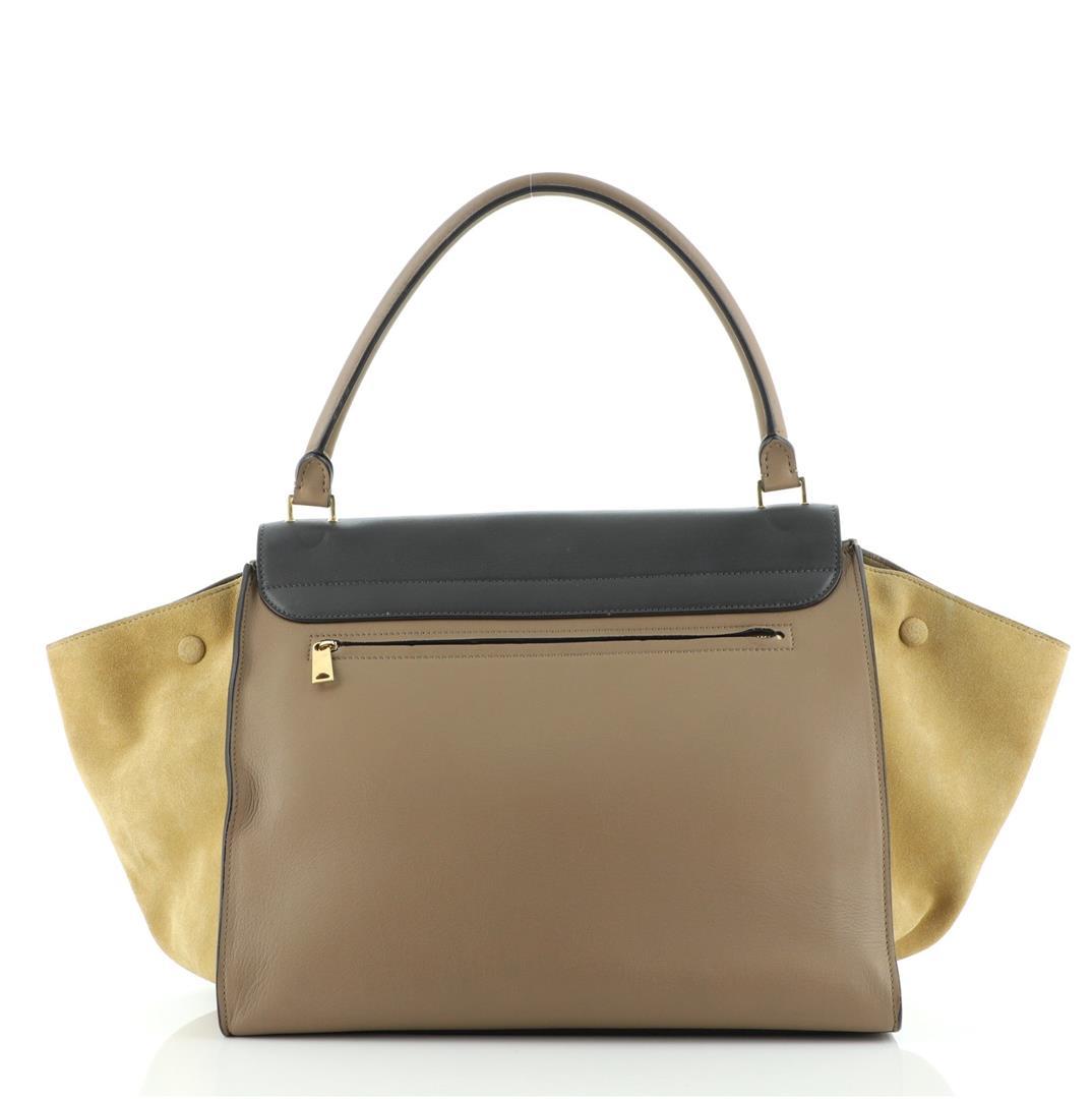 Celine Trapeze Bag Tricolor Calfskin Leather And Suede