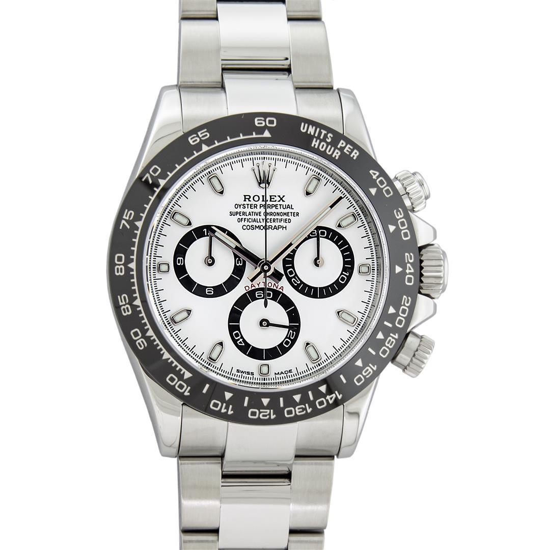 Rolex Mens Stainless Steel White Dial Panda Ceramic Daytona 40MM With Rolex Box