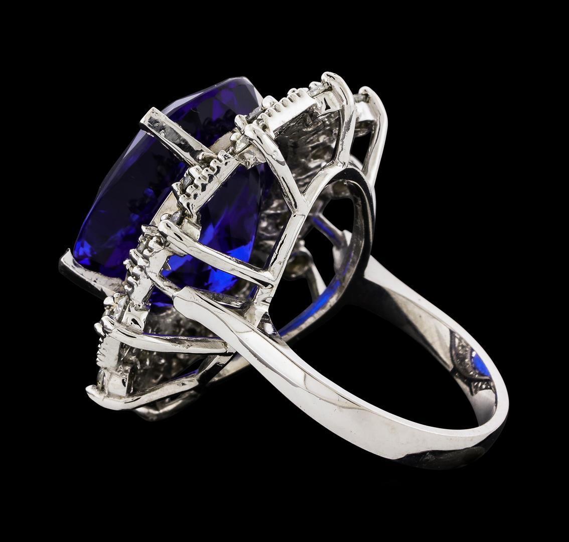 GIA Cert 19.97 ctw Tanzanite and Diamond Ring - 14KT White Gold