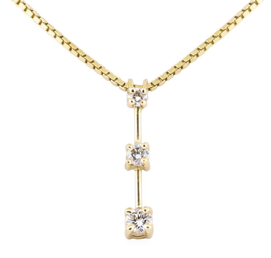 0.25 ctw Past, Present, Future Diamond Three Stone Pendant with Chain - 14KT Yel