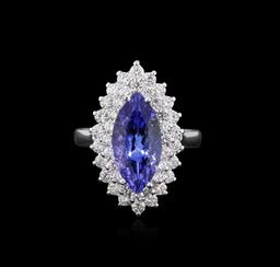 14KT White Gold 3.85 ctw Tanzanite and Diamond Ring