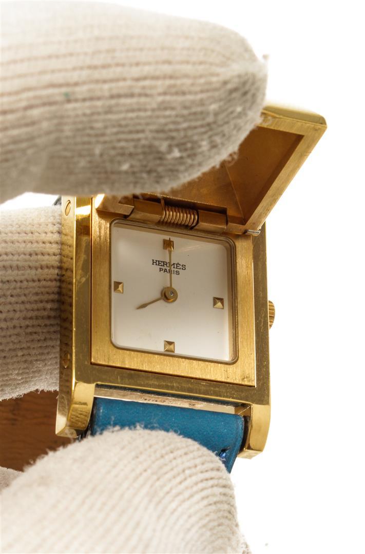 Hermes Blue gold-Plated and Leather Medor Quartz 20mm Watch