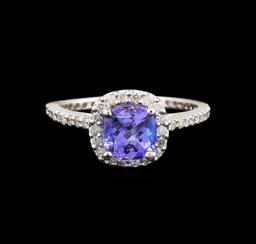 14KT White Gold 1.11 ctw Tanzanite and Diamond Ring