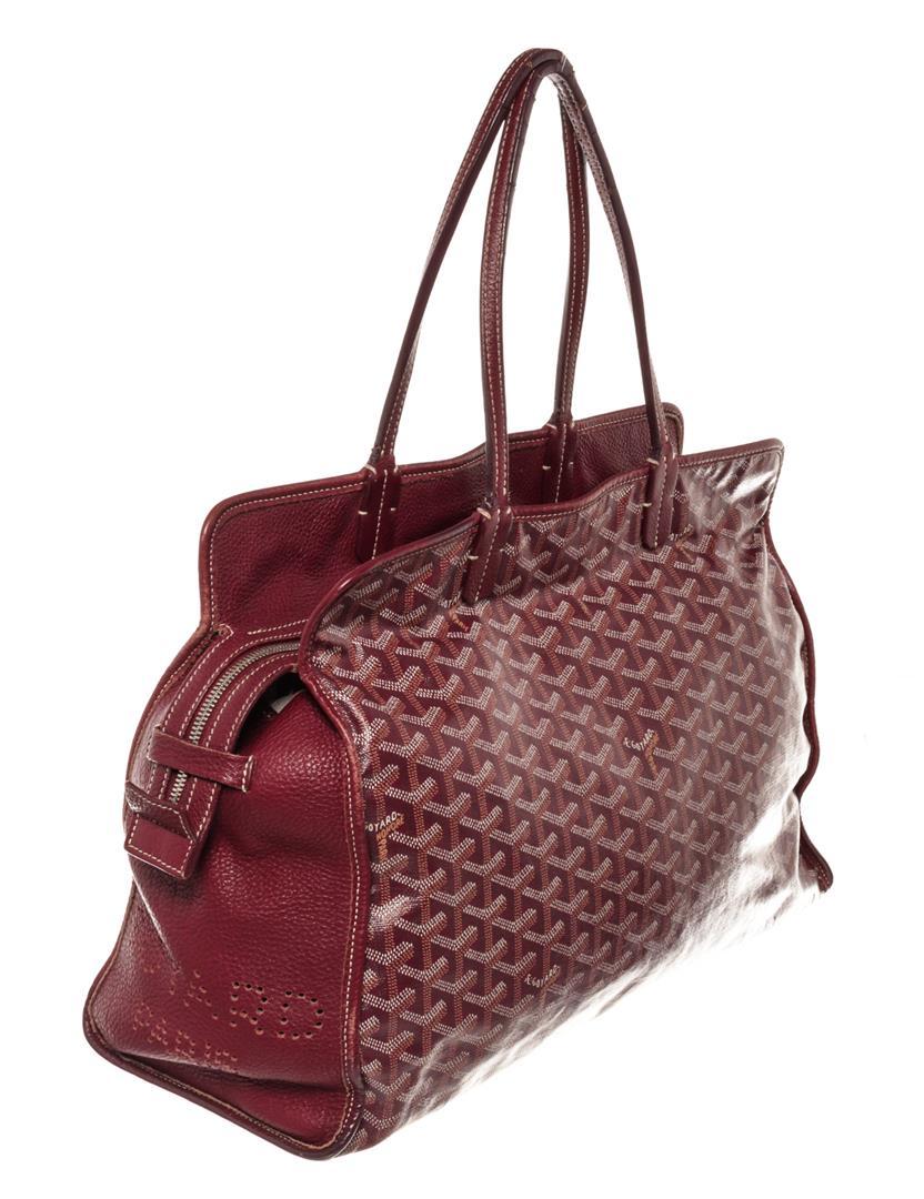 Goyard Burgundy Goyardine Canvas Leather Sac Hardy PM Tote Bag