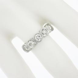 NEW Custom Made Platinum 1.19 ctw Bezel Diamond 5 Stone Classic Wedding Band Rin