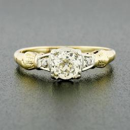 Antique Art Deco 14K TT Gold 0.54 ctw European Diamond Solitaire Engagement Ring