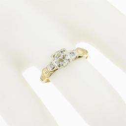 Antique Art Deco 14K TT Gold 0.54 ctw European Diamond Solitaire Engagement Ring