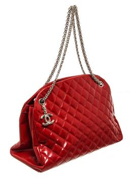 Chanel Red Leather Mademoiselle Bowler Bag