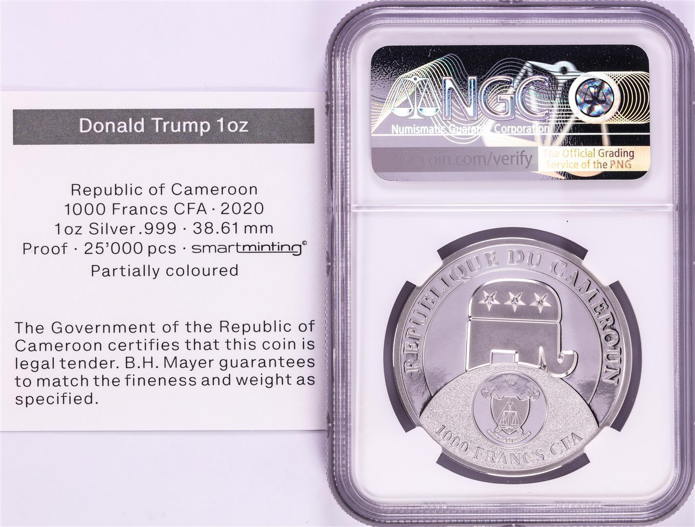 2020 Cameroon S1000F Donald Trump All Together High Relief PF 70 Ultra Cameo 1oz