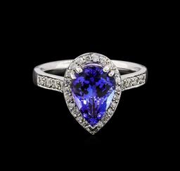 2.80 ctw Tanzanite and Diamond Ring - 14KT White Gold