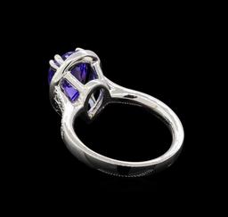 2.80 ctw Tanzanite and Diamond Ring - 14KT White Gold