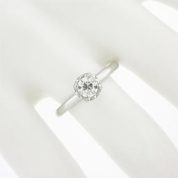 14K White Gold 0.46 ctw Prong Illusion Set Round Diamond Solitaire Engagement Ri