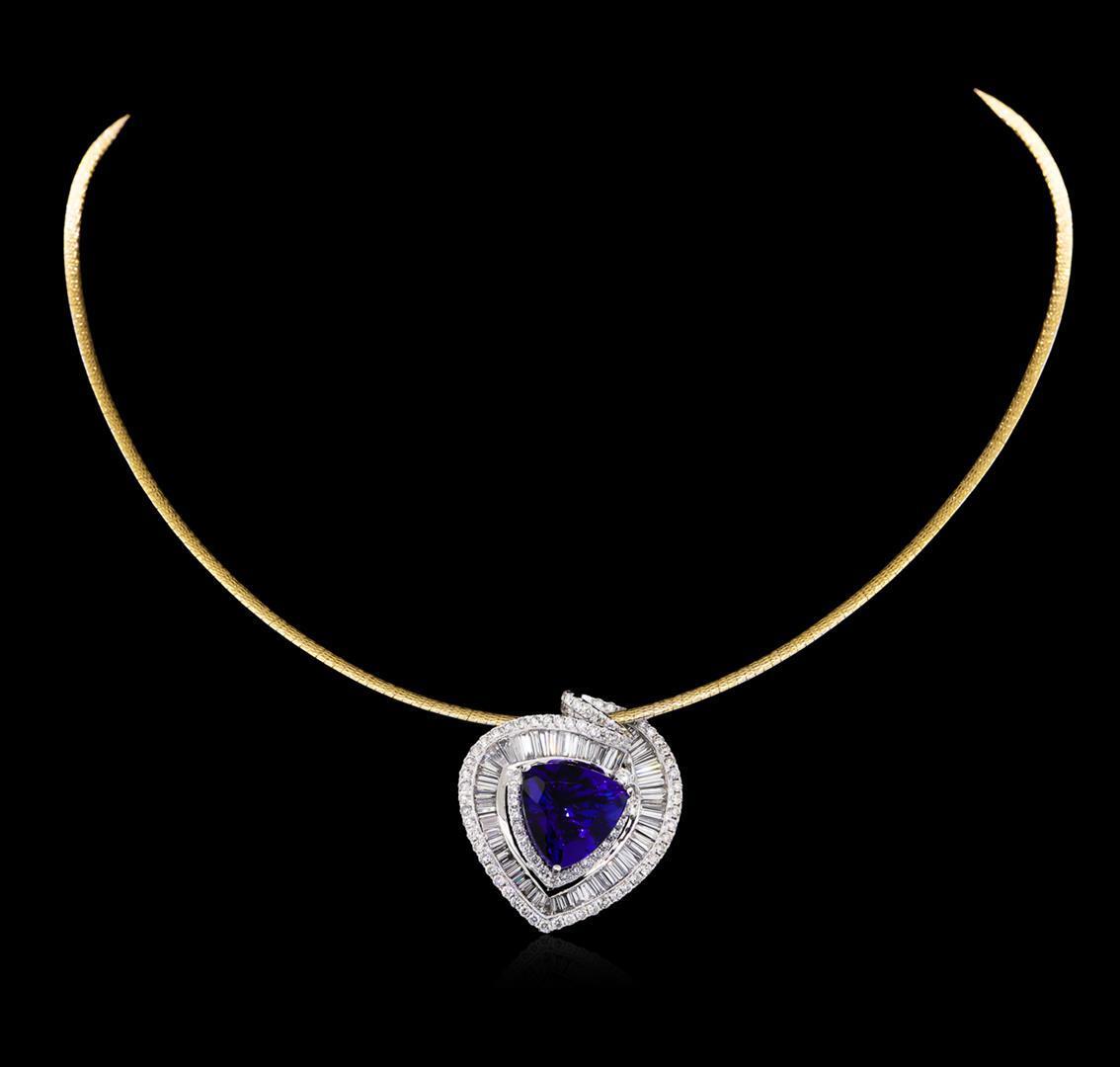 14KT Two-Tone Gold 10.88 ctw Tanzanite and Diamond Pendant With Chain